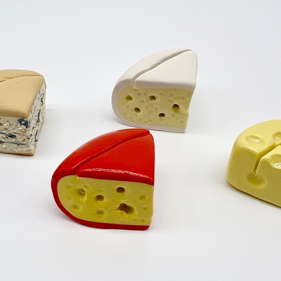 Cheese Place Card Holders - Set of 4 - Handmade Clay Brie, Gouda, Swiss, Blue - Picture 9 of 16